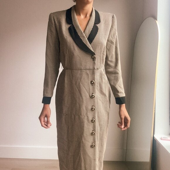 Vintage Julian Taylor NY Houndstooth Dress 80s/90s Workwear Style Sz 6 - Picture 3 of 9